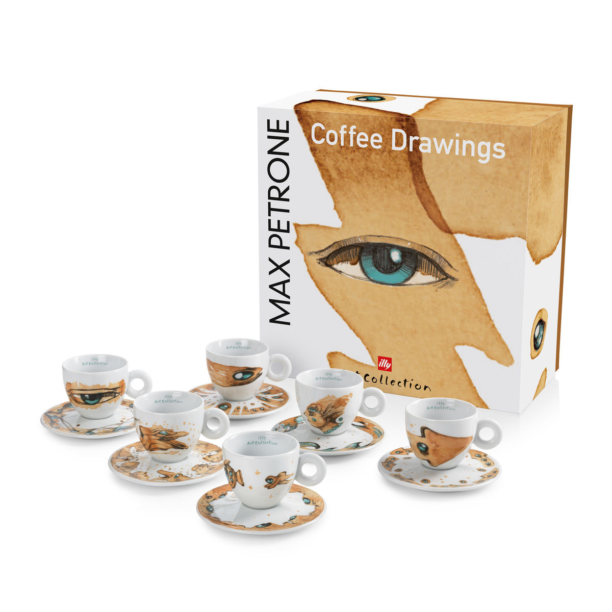 illy Max Petrone Cappuccino Cups - Six 6oz Cappuccino Cups