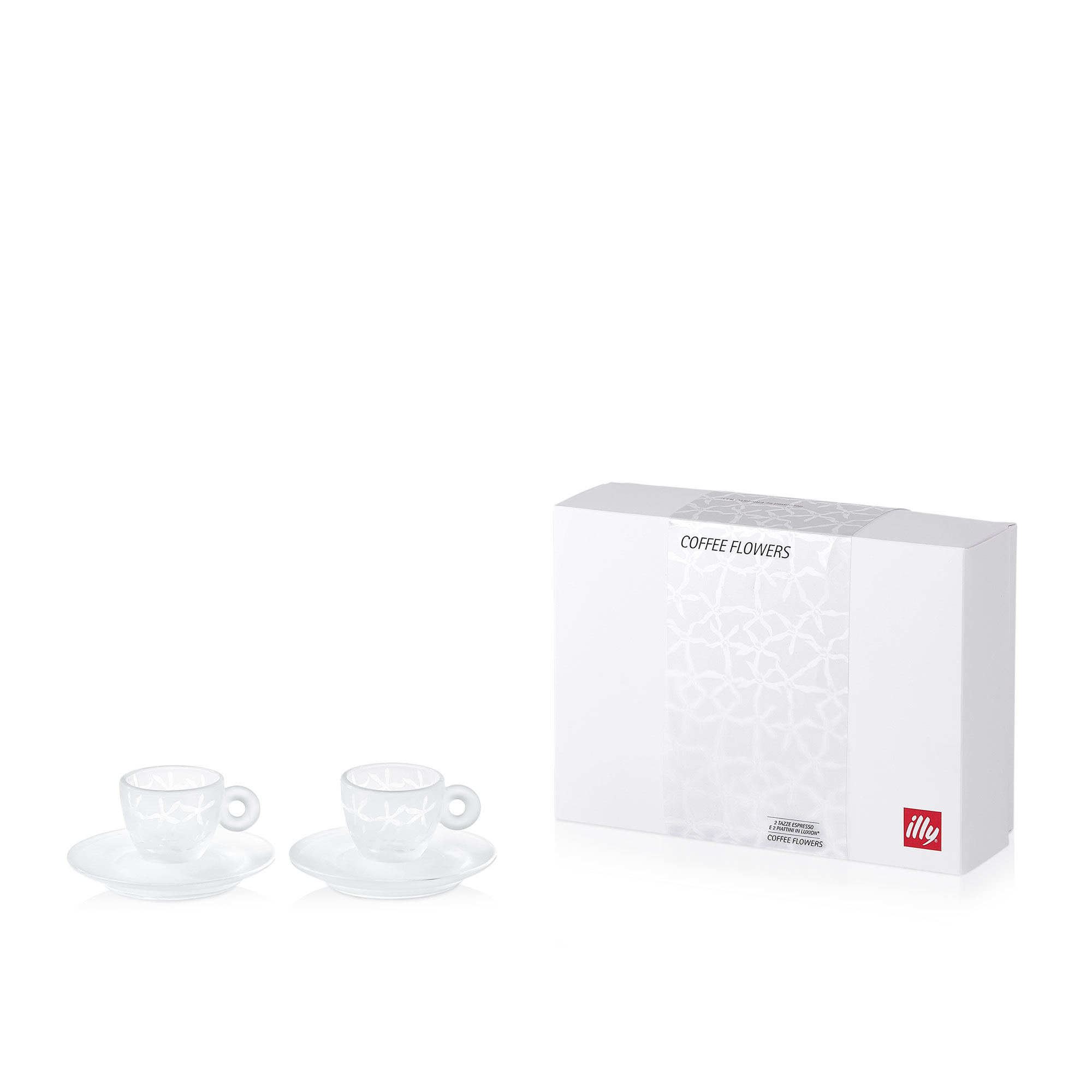 illy Crystal Espresso Cups With Coffee Flowers