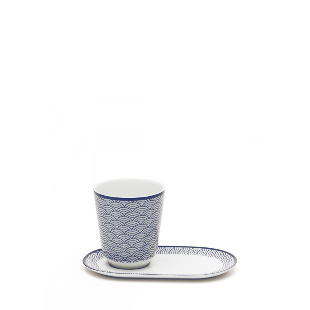 Bicchieri da Tè Dammann Auteuil in porcellana con decoro blu