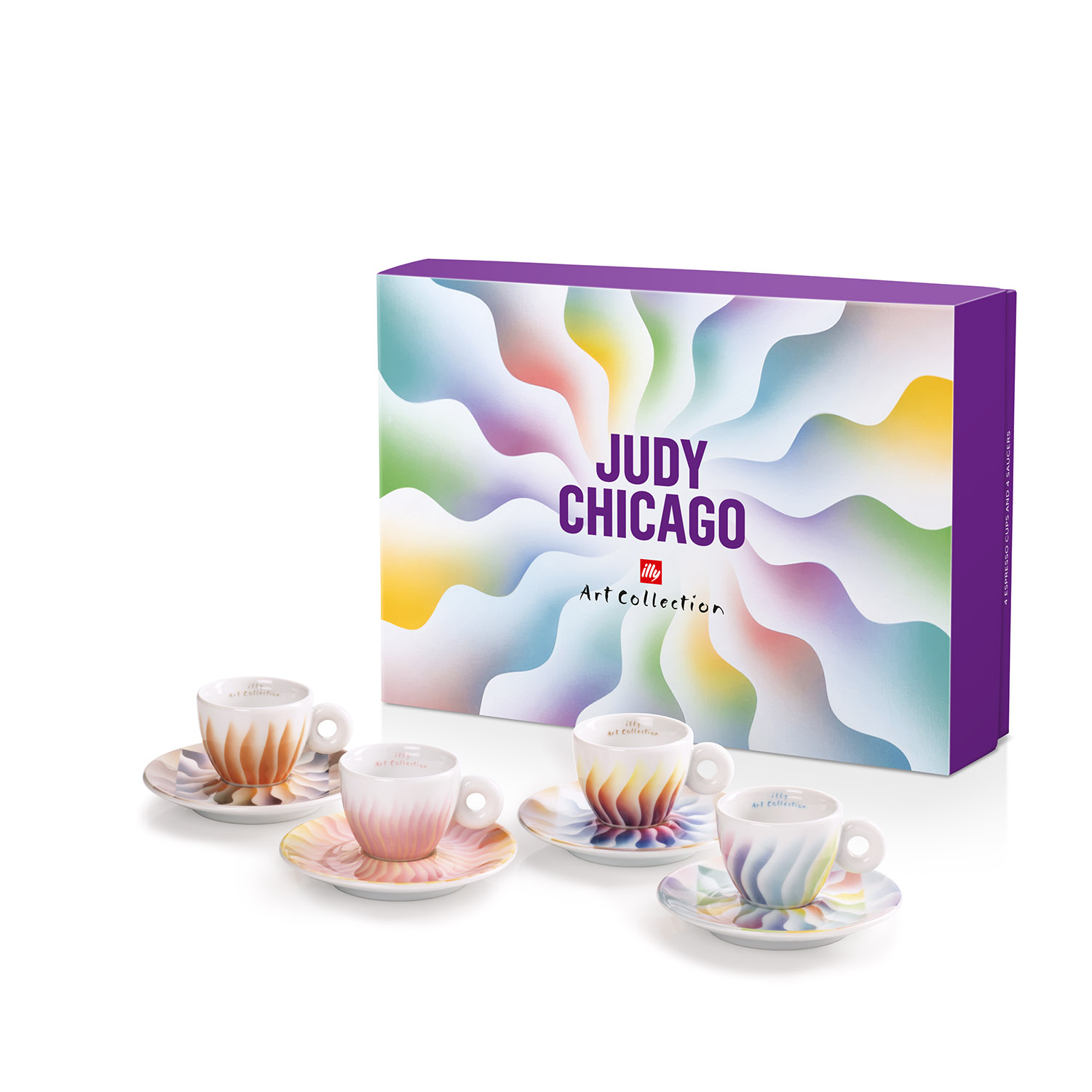 Set de 4 tazas de café espresso: illy Art Collection de Judy Chicago