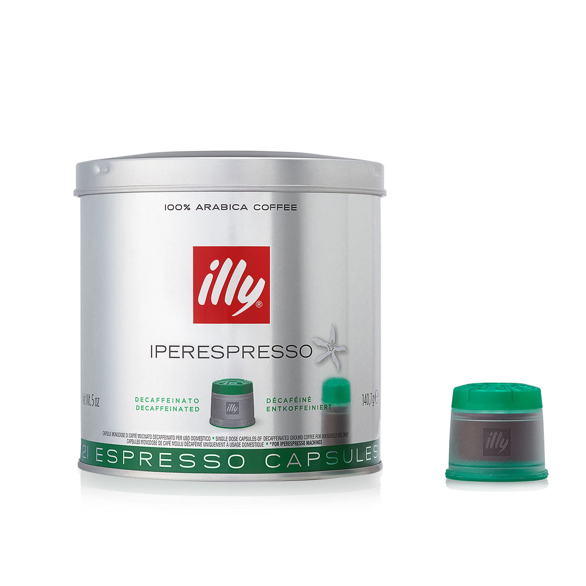 Decaffeinated iperEspresso Espresso Capsule Can Front View