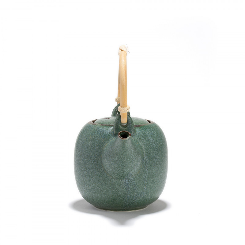 Tetera Dammann Gurin de porcelana verde, con filtro y mango de bambú